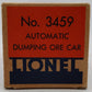Lionel 3459 Vintage O Lionel Lines Black Operating Ore Dump Car VG/Box