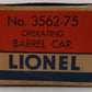Lionel 3562-75 Vintage O Orange AT&SF Operating Barrel Car VG/Box