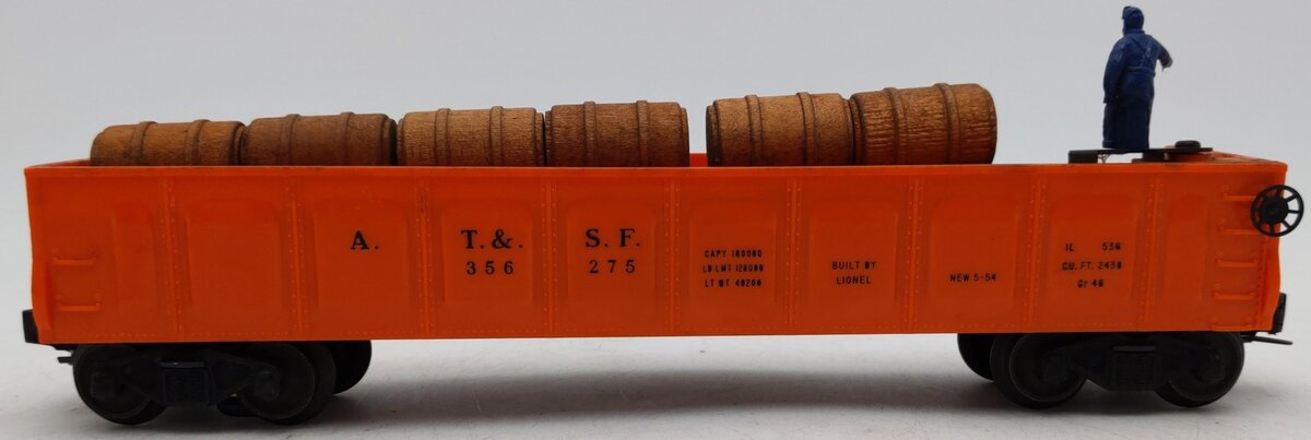 Lionel 3562-75 Vintage O Orange AT&SF Operating Barrel Car VG/Box