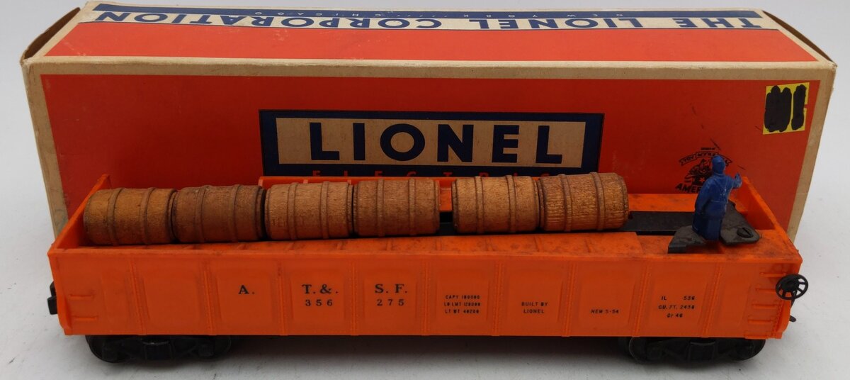Lionel 3562-75 Vintage O Orange AT&SF Operating Barrel Car VG/Box