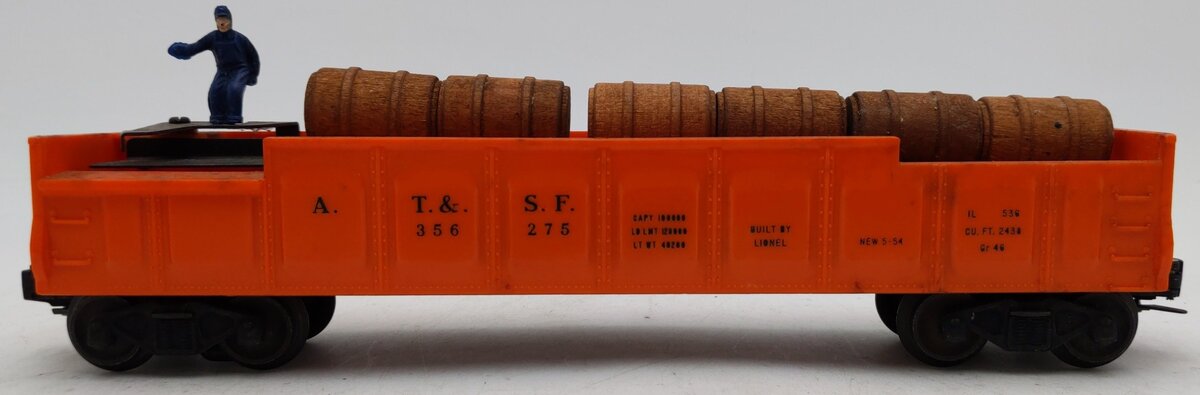 Lionel 3562-75 Vintage O Orange AT&SF Operating Barrel Car VG/Box