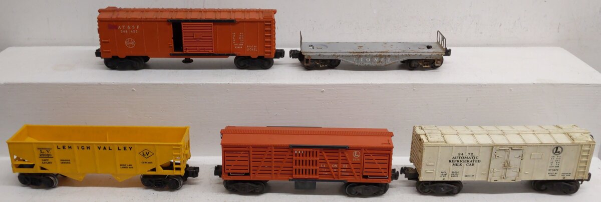 Lionel O Gauge Assorted Freight Cars; 348425, 25000,3656,3472, 6121 [5] VG