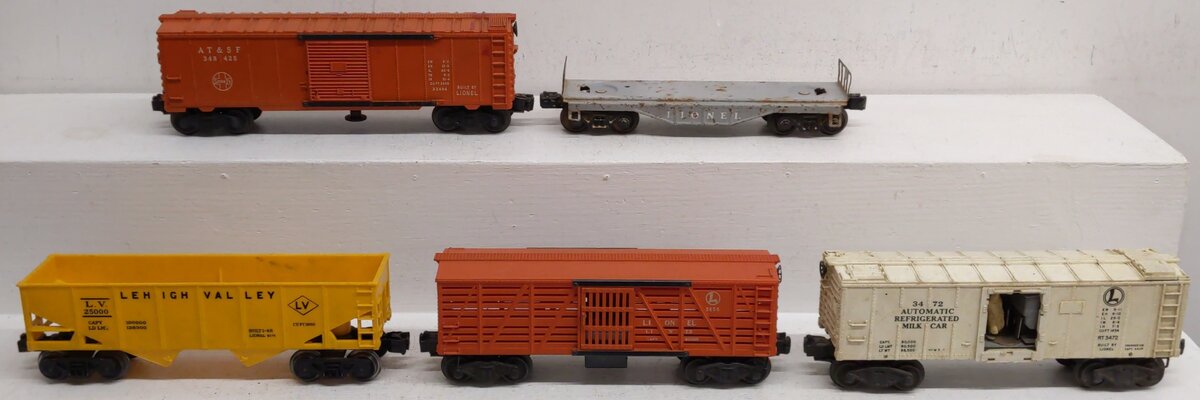 Lionel O Gauge Assorted Freight Cars; 348425, 25000,3656,3472, 6121 [5] VG