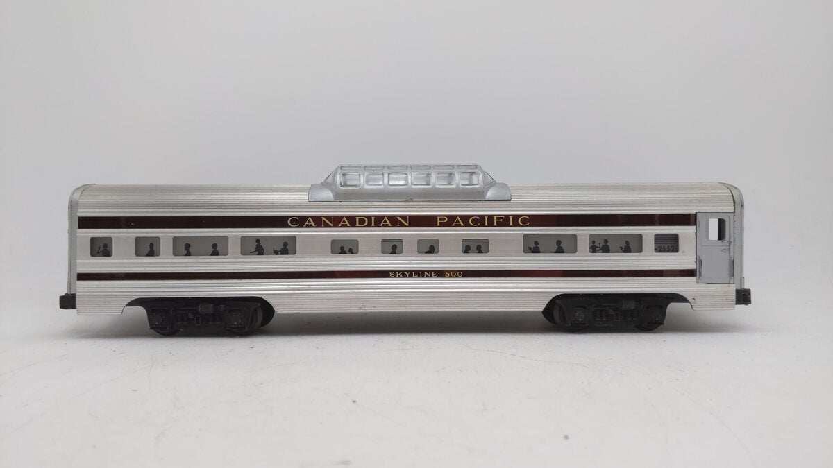 Lionel 2552 Vintage O Canadian Pacific Skyline 500 Aluminum Vista Dome Car EX