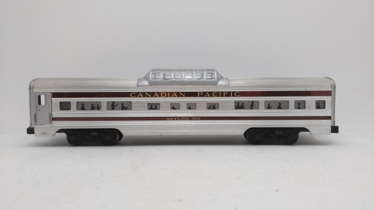 Lionel 2552 Vintage O Canadian Pacific Skyline 500 Aluminum Vista Dome Car EX