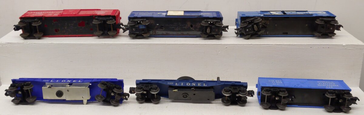 Lionel O Gauge Assorted Freight Cars; 3530, 3424, 6480, 3357, 3419x2 [6] VG