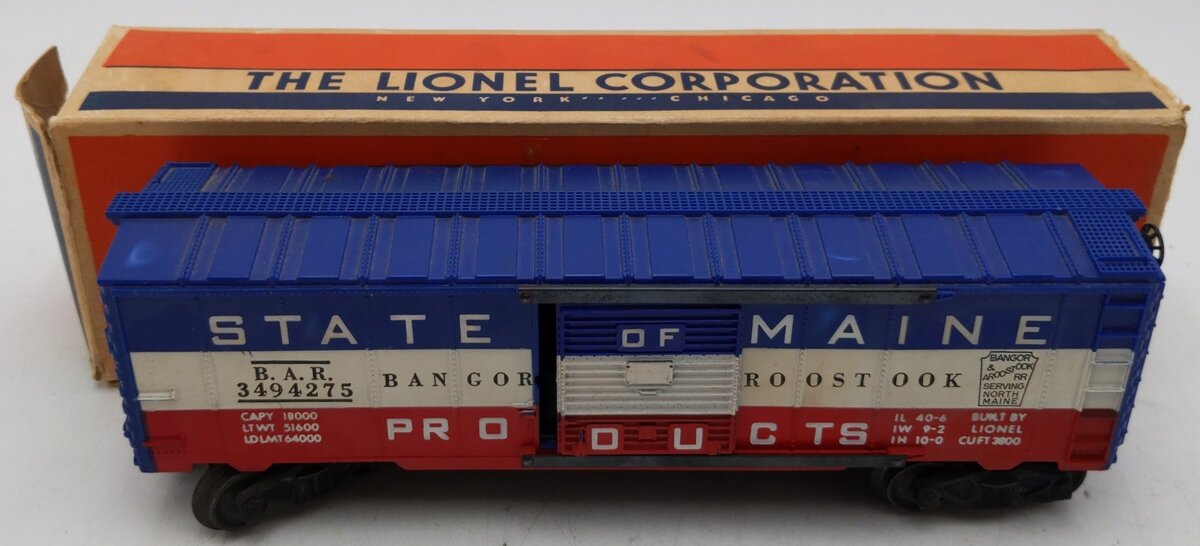 Lionel 3494-275 Vintage O State of Maine Operating Boxcar VG/Box