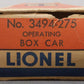 Lionel 3494-275 Vintage O State of Maine Operating Boxcar VG/Box
