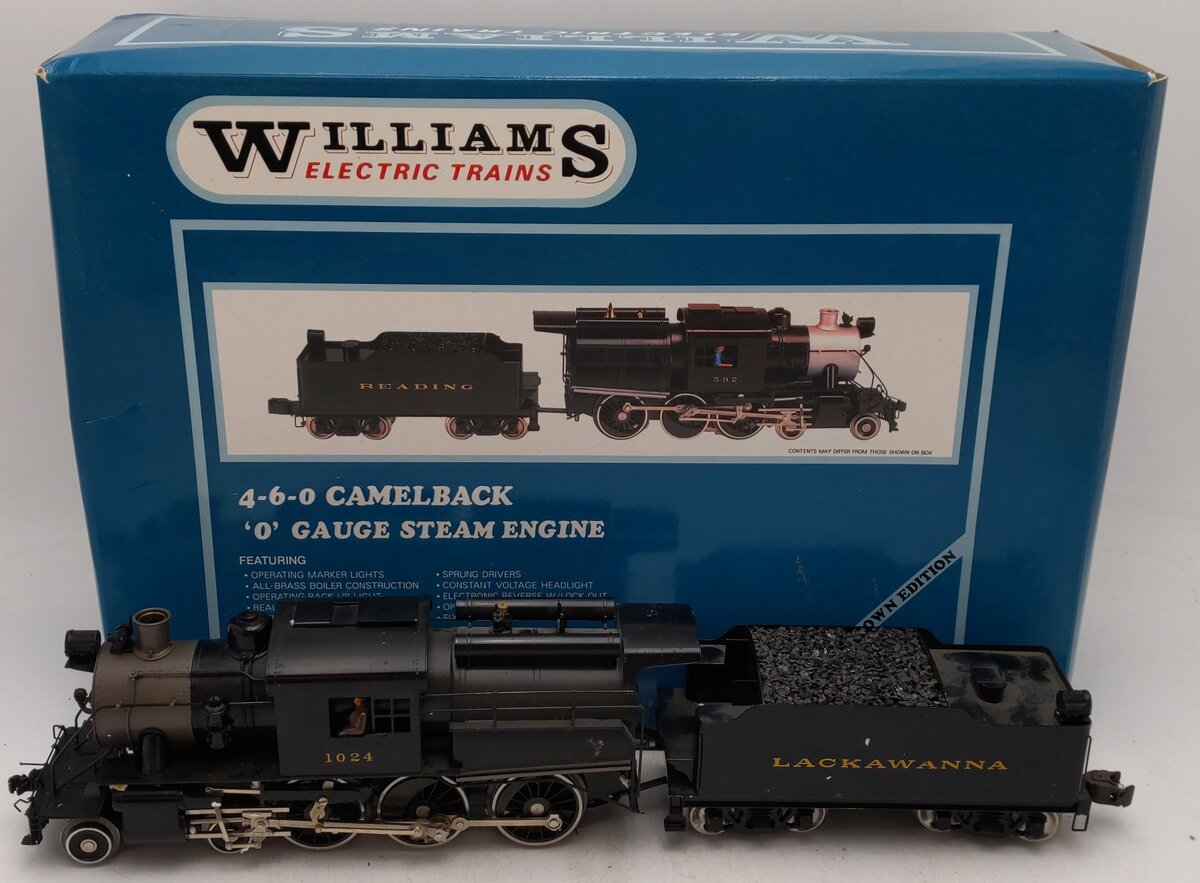 Williams 5016 Lackawanna 4-6-0 Camelback Steam & Tender #1024 (3-Rail) VG/Box