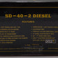Weaver 6700 O Burlington & Northern SD-40-2 Diesel Locomotive #6742 EX/Box