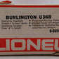 Lionel 6-8650 O Burlington Northern U36B Powered Diesel Locomotive #8650 VG/Box