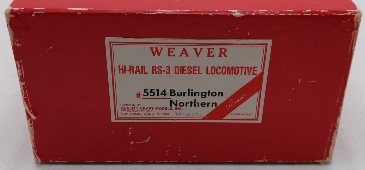 Weaver 5014 O Burlington Northern Hi-Rail RS-3 Diesel Locomotive #4056 EX/Box