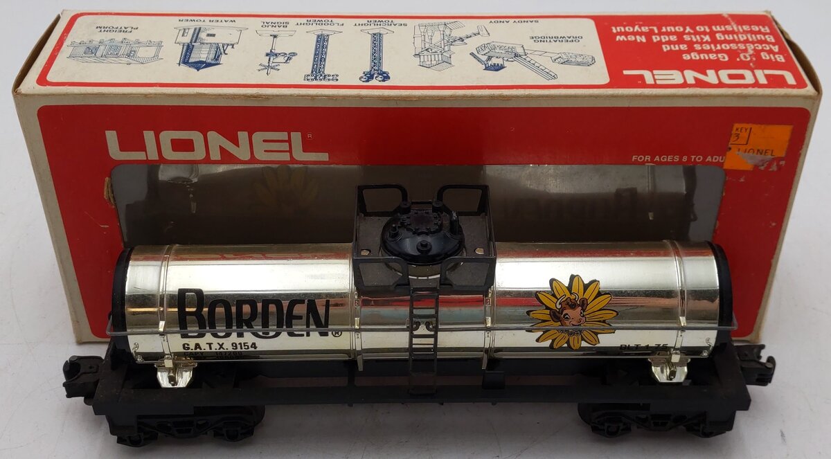 Lionel 6-9154 O Gauge Bordens Plated Gold Tank Car VG/Box