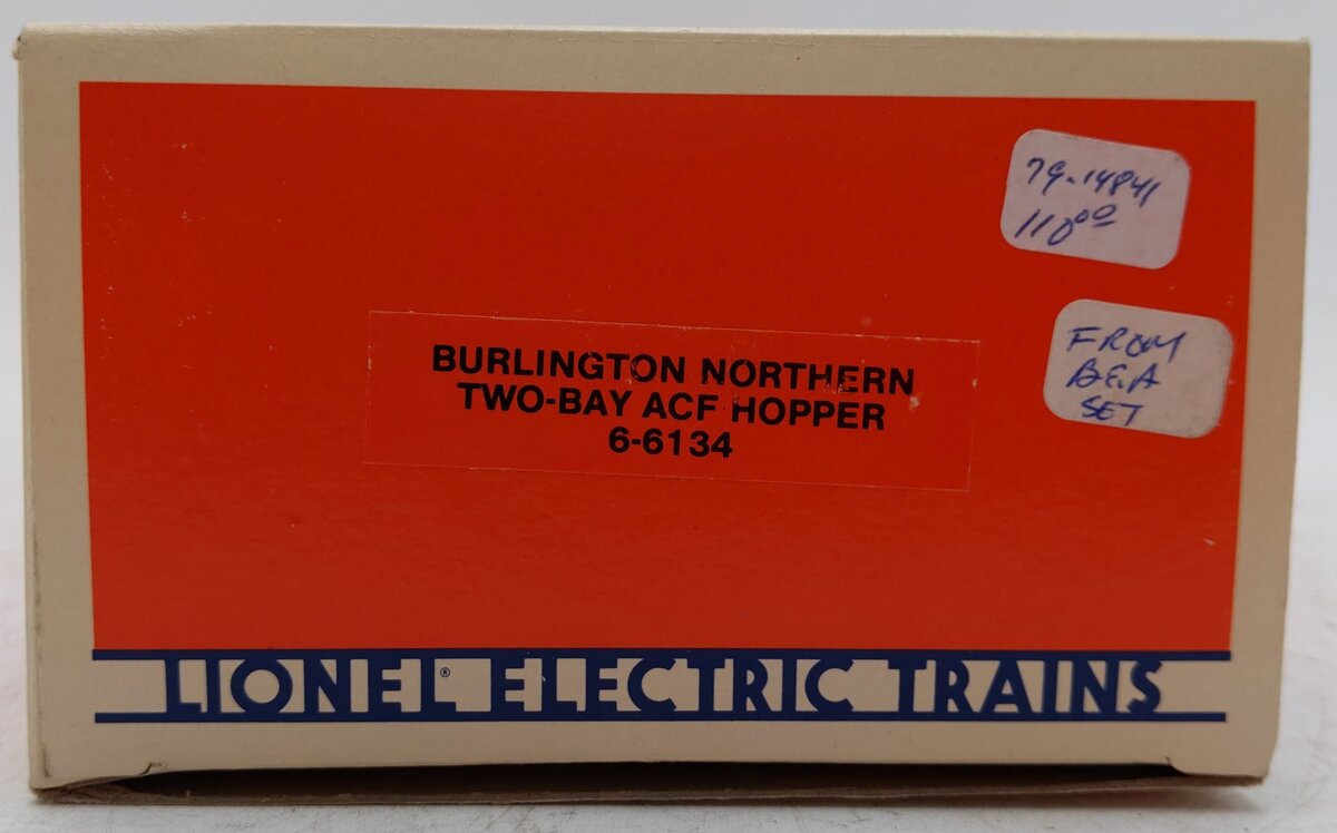 Lionel 6-6134 O Gauge Burlington Northern 2-Bay Center Flow Hopper #6134 EX/Box