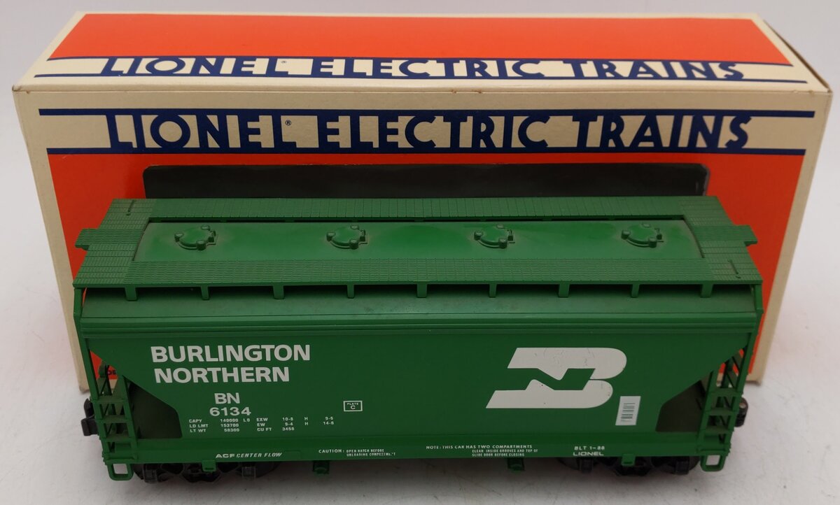 Lionel 6-6134 O Gauge Burlington Northern 2-Bay Center Flow Hopper #6134 EX/Box