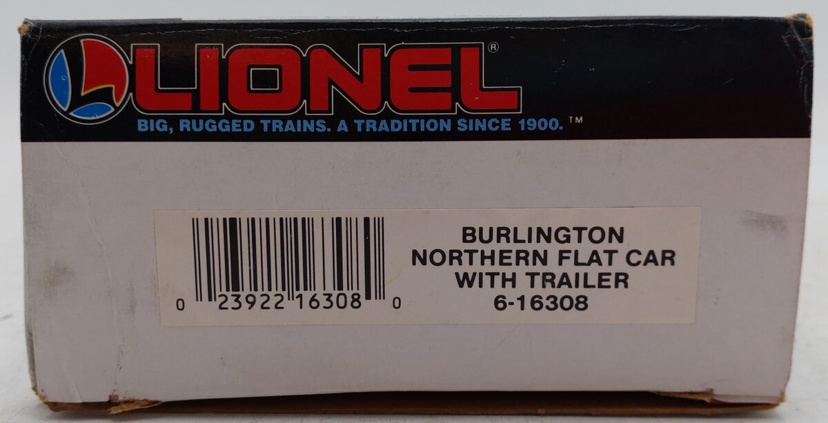 Lionel 6-16308 O Gauge Burlington Northern Flatcar w/Trailer #298224 VG/Box