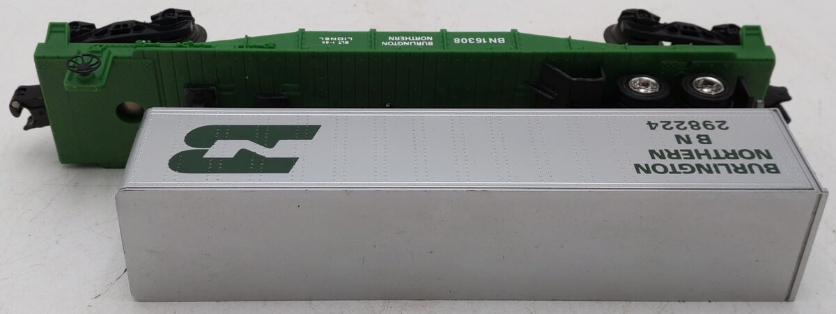 Lionel 6-16308 O Gauge Burlington Northern Flatcar w/Trailer #298224 VG/Box