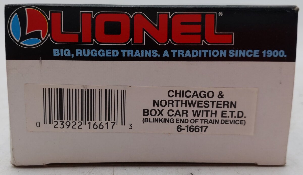 Lionel 6-16617 O Gauge Chicago & Northwestern Boxcar with ETD VG/Box