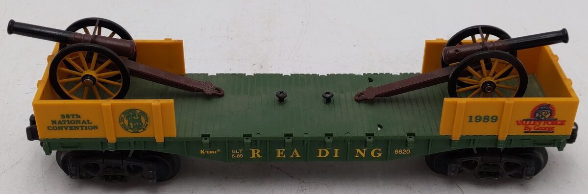 K-Line K6620 O Gauge Reading TCA-1989  Flatcar w/ Civil War Cannons VG/Box