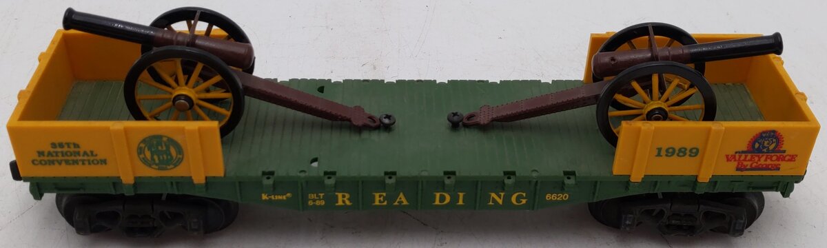 K-Line K6620 O Gauge Reading TCA-1989  Flatcar w/ Civil War Cannons VG/Box