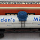 Lionel 6524 Vintage O Borden's Milk Tank Car- Orig. Sold by Madison Hardware EX