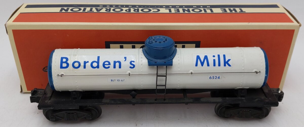 Lionel 6524 Vintage O Borden's Milk Tank Car- Orig. Sold by Madison Hardware EX