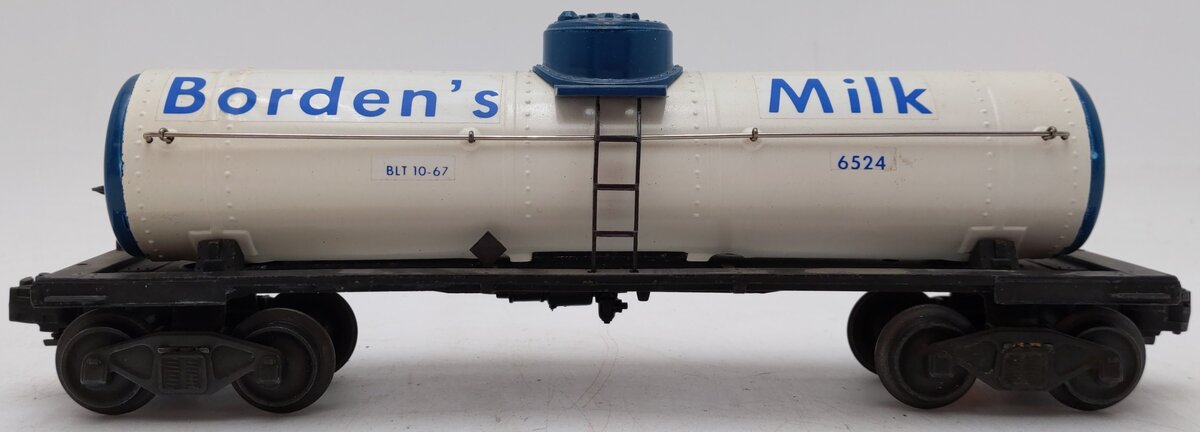 Lionel 6524 Vintage O Borden's Milk Tank Car- Orig. Sold by Madison Hardware EX