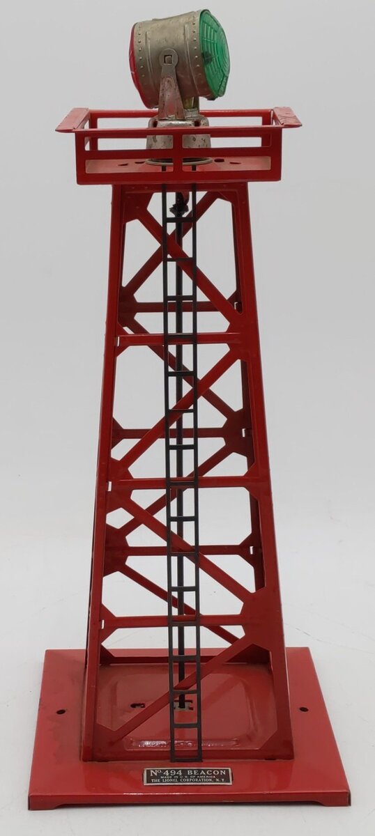 Lionel 494 Vintage O Rotating Tinplate Beacon Tower VG