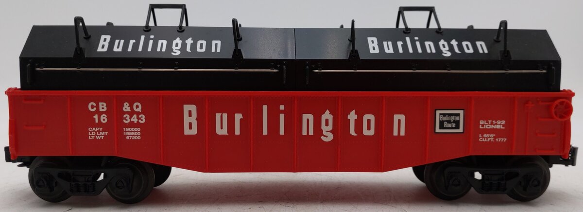 Lionel 6-16343 O Gauge Burlington Gondola w/Coil Covers VG/Box