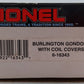 Lionel 6-16343 O Gauge Burlington Gondola w/Coil Covers VG/Box