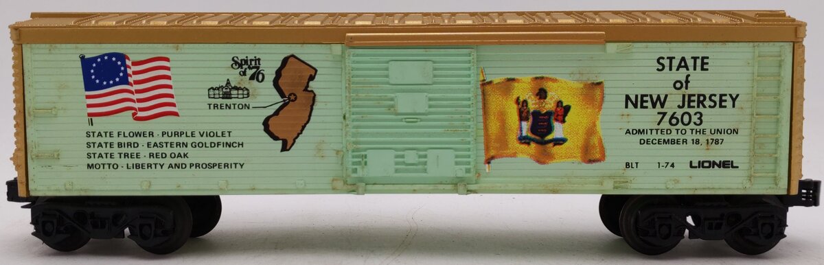Lionel 6-7603 O Gauge State of New Jersey Boxcar #7603 VG/Box