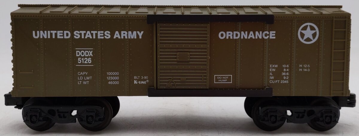 K-Line K5126 O Gauge Army Supply Boxcar #5126 EX/Box