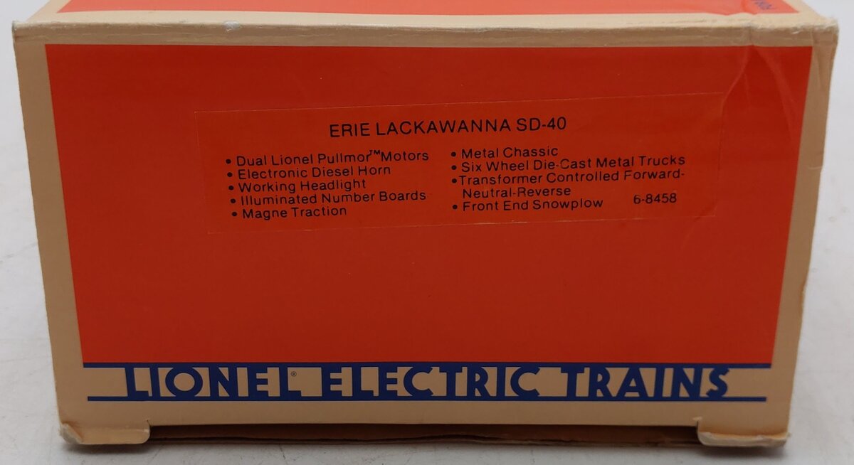 Lionel 6-8458 O Gauge Erie Lackawanna SD-40 Diesel Locomotive #8458 EX/Box