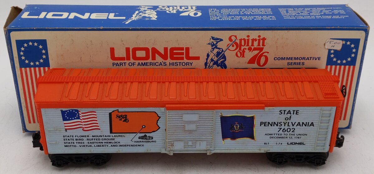 Lionel 6-7602 O Gauge Spirit of 76 State of Pennsylvania Boxcar #7602 VG/Box