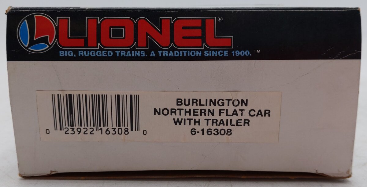 Lionel 6-16308 O Gauge Burlington Northern Flatcar w/Trailer #298224/Box