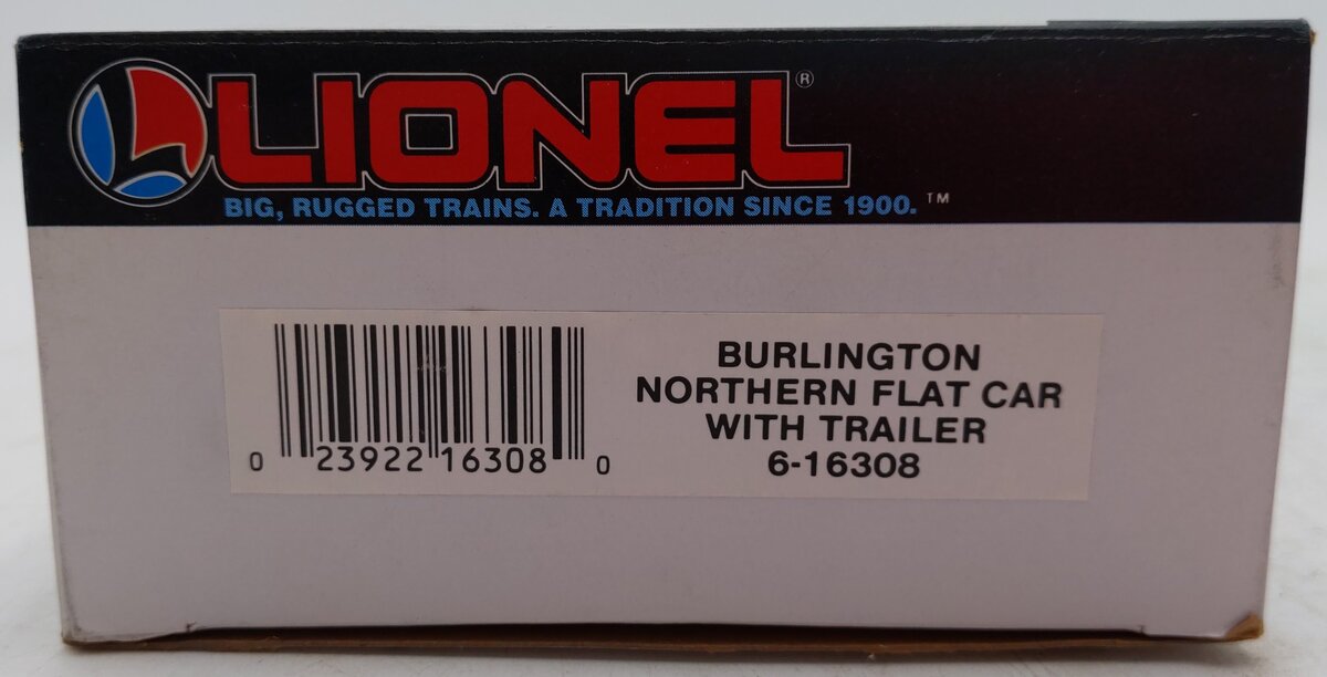 Lionel 6-16308 O Gauge Burlington Northern Flatcar w/Trailer #298224/Box