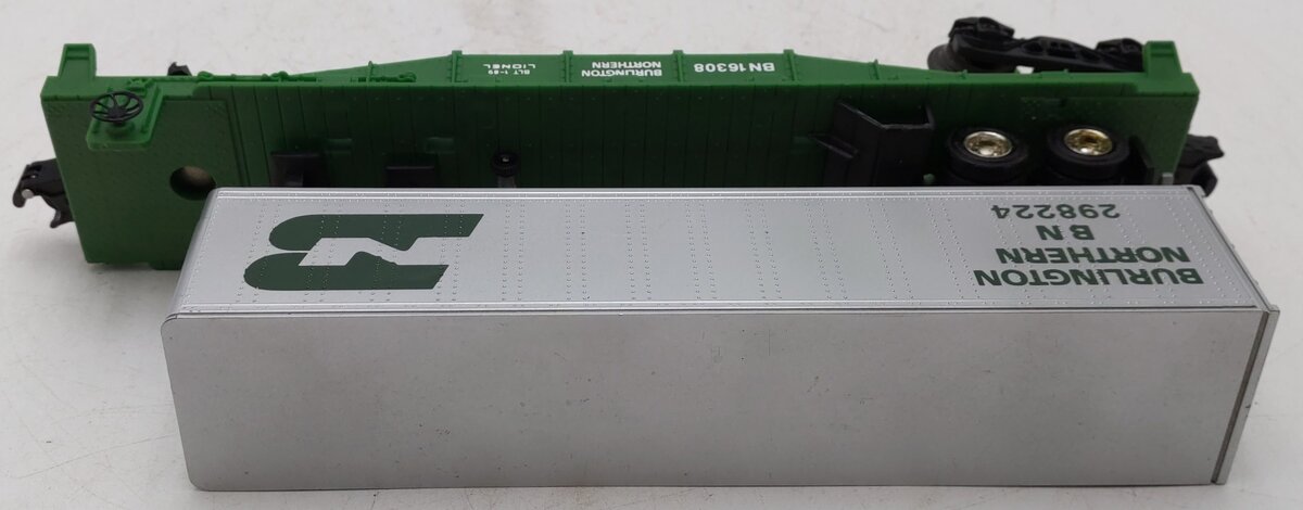 Lionel 6-16308 O Gauge Burlington Northern Flatcar w/Trailer #298224/Box