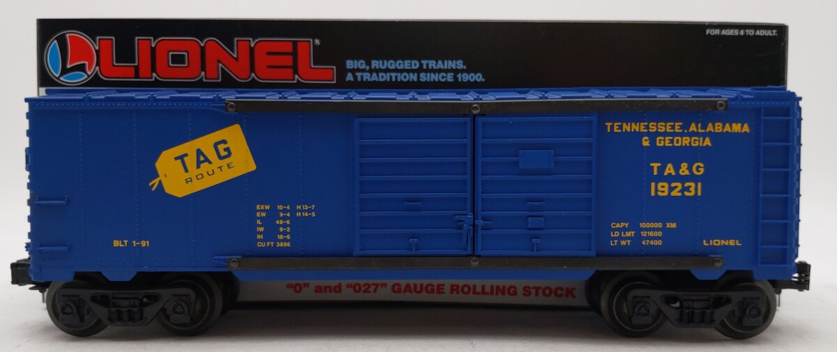 Lionel 6-19231 O Gauge Tennessee, Alabama and Georgia Double Door Boxcar LN/Box
