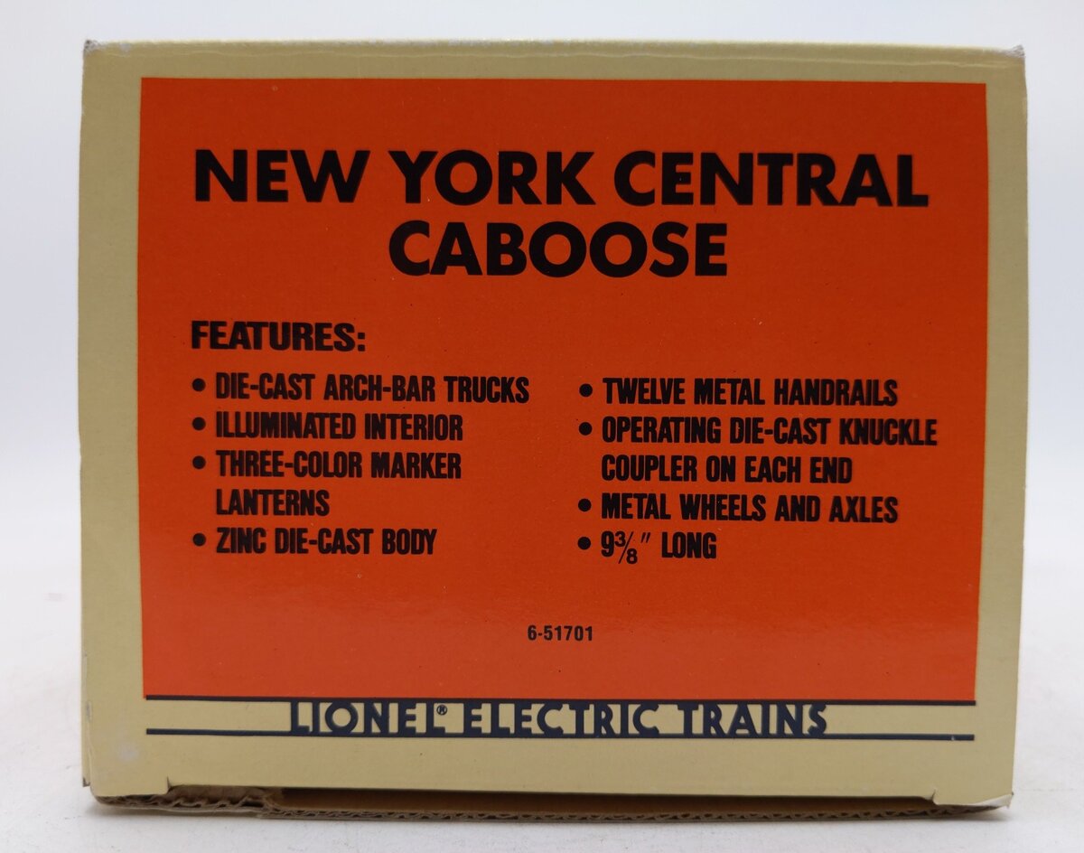 Lionel 6-51701 O Gauge New York Central Semi-Scale Caboose #19400 EX/Box