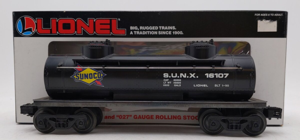 Lionel 6-16107 O Gauge Sunoco Black Double Dome Tank Car #16107 EX/Box