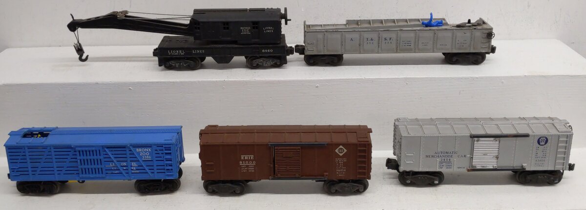 Lionel O Gauge Assorted Freight Cars; 3386, 356225, 3454, 81000, 6460, [5] VG