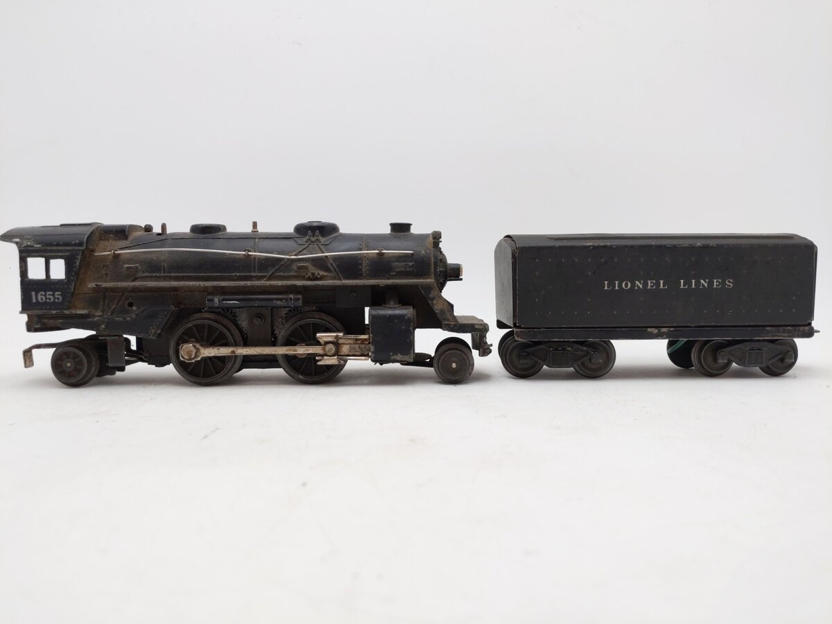 Lionel 1655 Vintage O Lionel Lines 2-4-2 Steam Locomotive with 6654W Tender VG