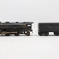 Lionel 1655 Vintage O Lionel Lines 2-4-2 Steam Locomotive with 6654W Tender VG