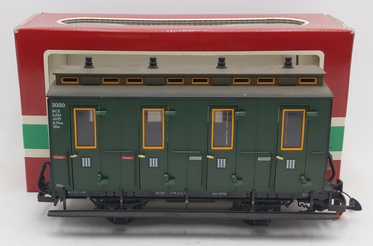 LGB 3050 G Scale European 4-Wheel Illuminated Passenger Car EX/Box