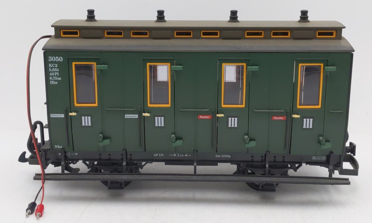 LGB 3050 G Scale European 4-Wheel Illuminated Passenger Car EX/Box