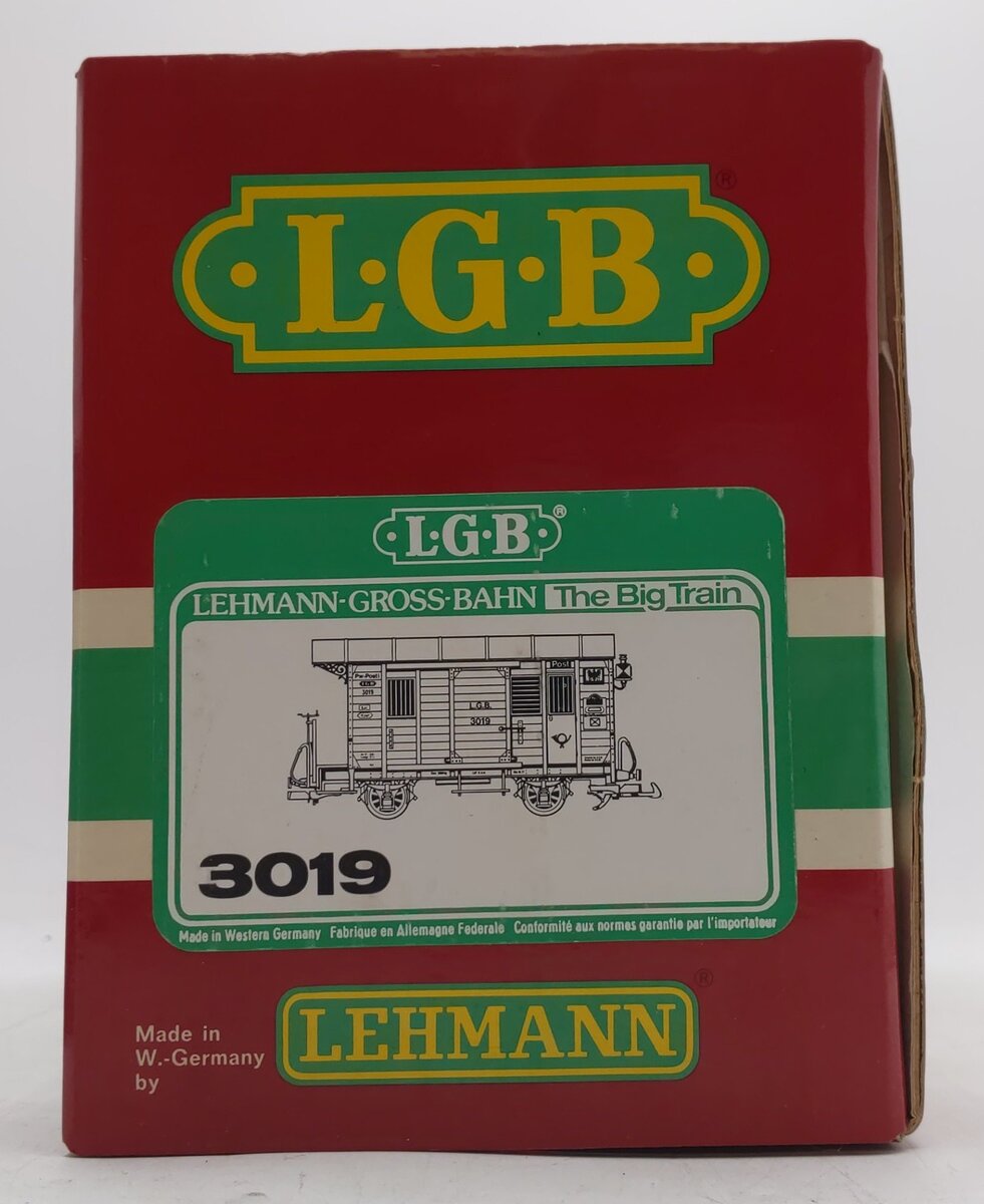 LGB 3019 G Scale Lighted Postal Car (Metal Wheels) EX/Box