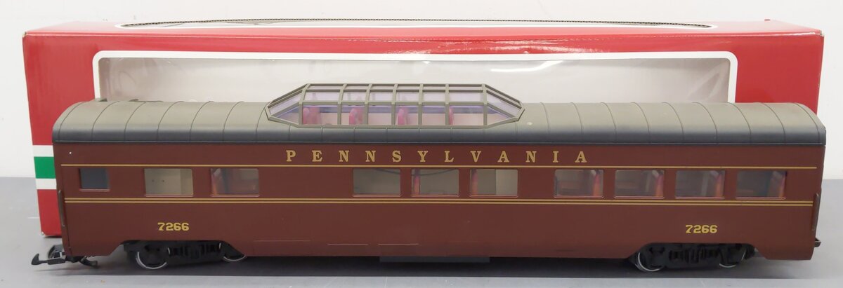 LGB 32580 G Scale Custom Pennsylvania Illuminated Vista Dome Car #7266 EX/Box