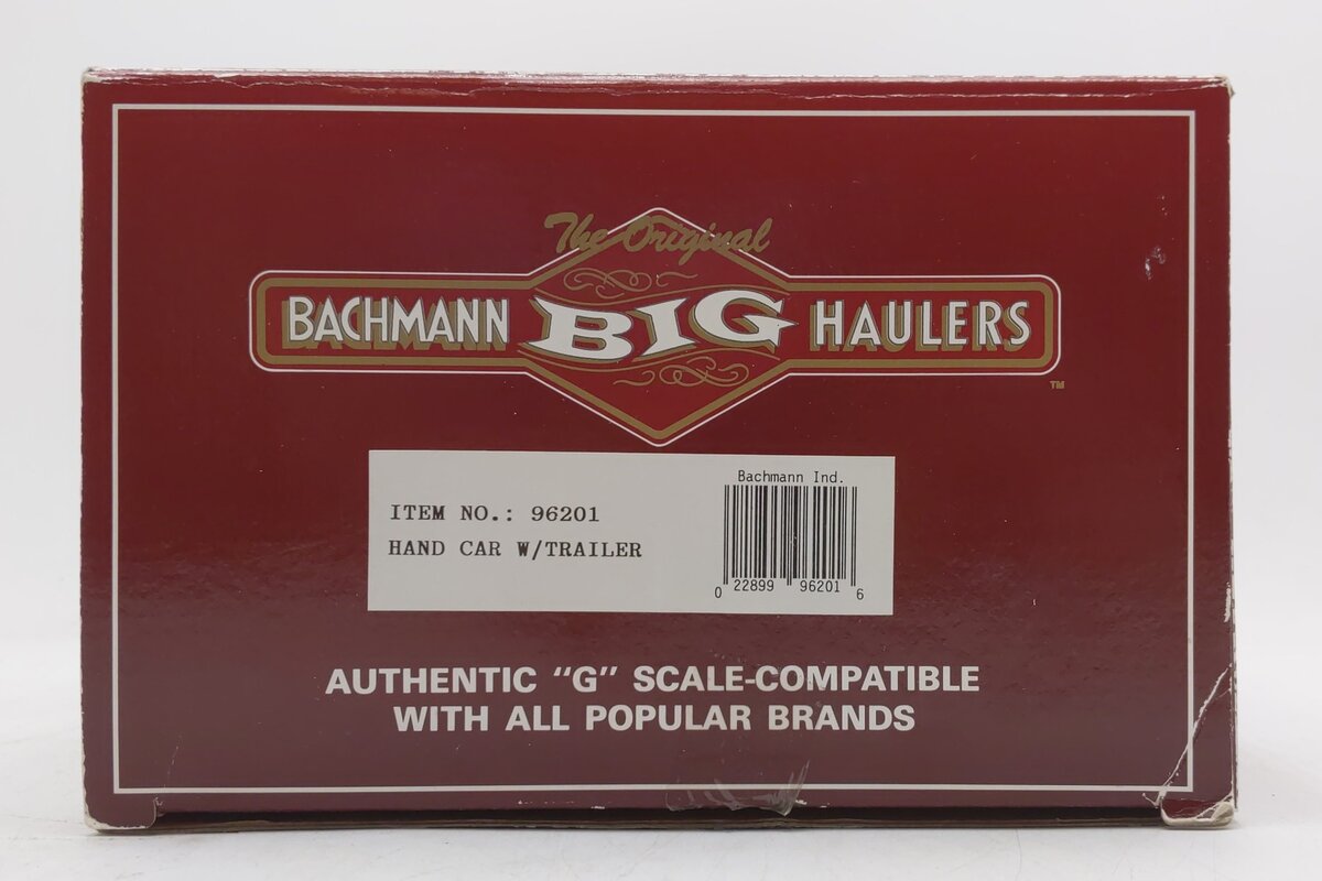 Bachmann 96201 G Scale Motorized Handcar w/Trailer EX/Box