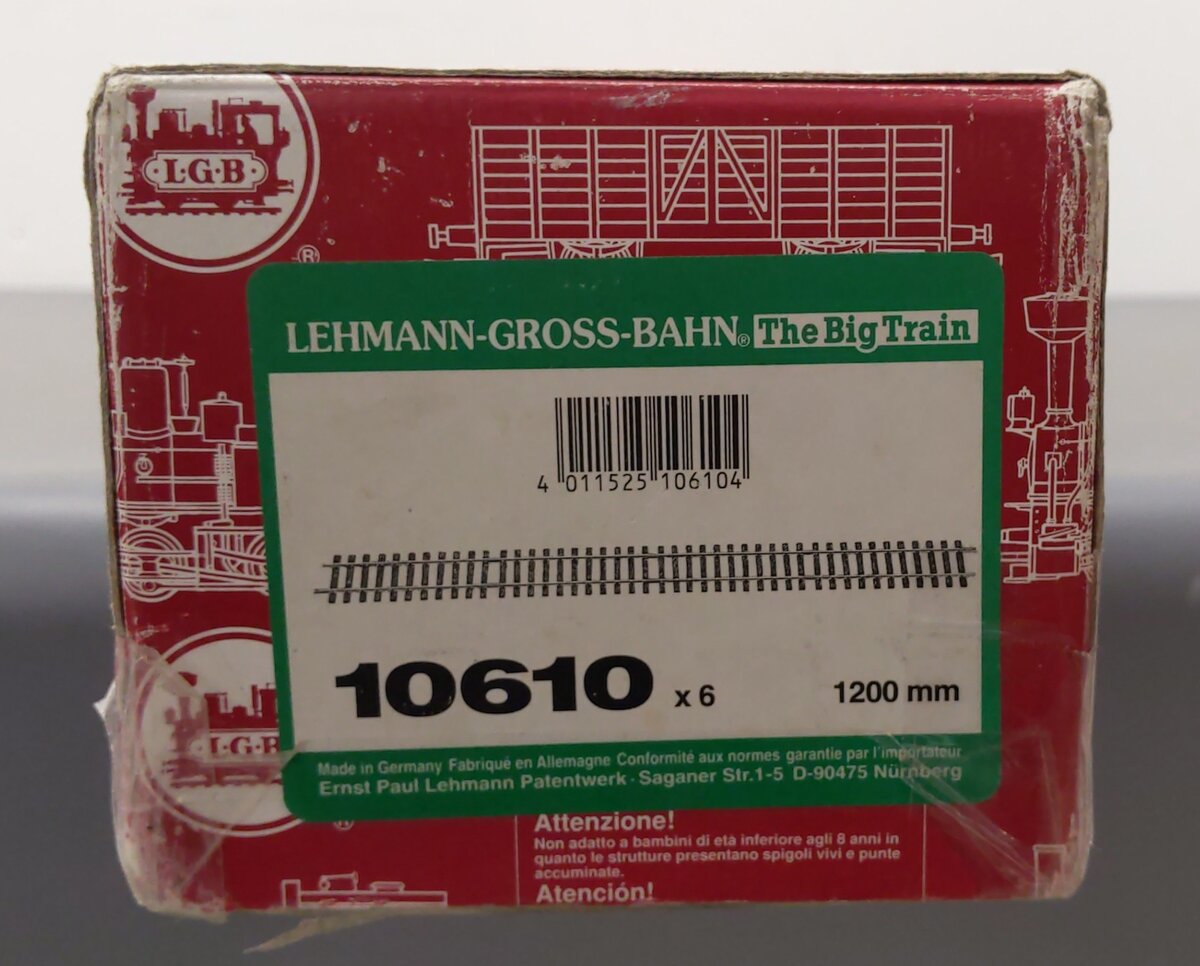 LGB 10610 G Gauge 48 Straight Track Box (Box of 6) VG/Box