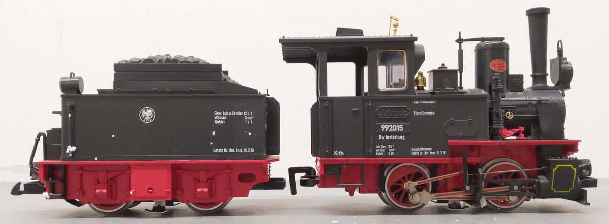 LGB 2015D G Insterburg Steam Locomotive & Tender #992015 VG/Box